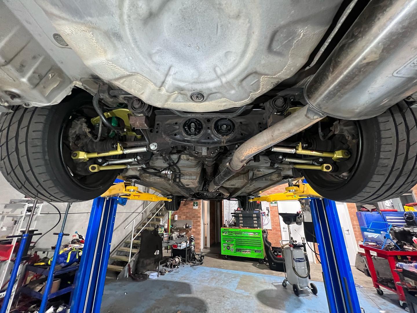 Underneath a Prado in the workshop